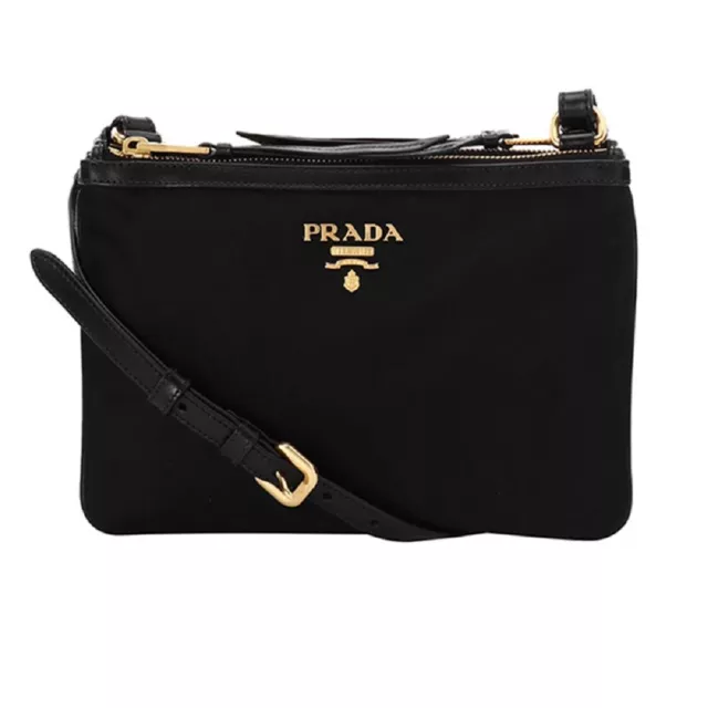 Prada Womens Bandoliera Black Tessuto Nylon Quilted Medium Crossbody Bag:  Handbags