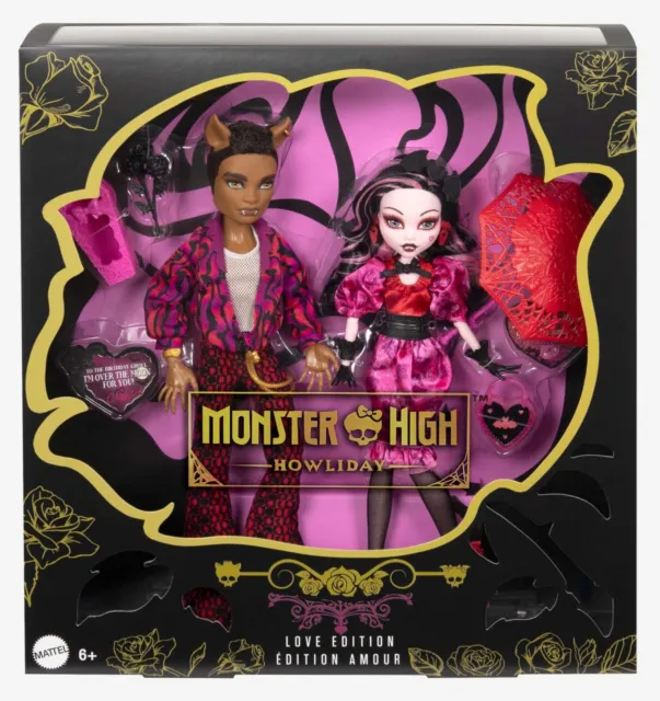 Monster High Draculaura and Clawd Wolf Love Edition Dolls Howliday Amour 2024