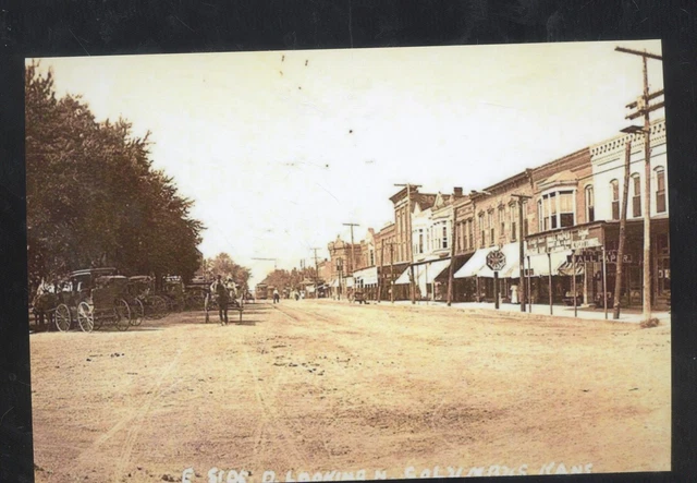 Real Photo Columbus Kansas Downtown Dirt Street Scene Postcard Copy