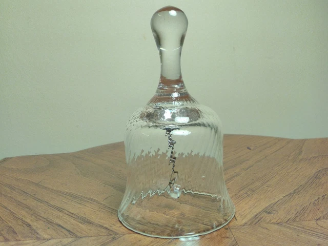 Hand Blown Art Glass Bell, Clear, 5"X2.75"