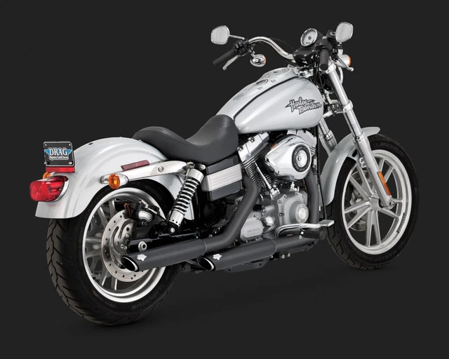 Vance  Hines Twin Slash 3 Slip On Muffler Exhaust Pipe Black Harley Dyna 91-17