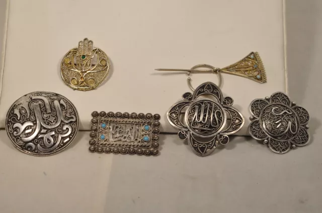 6 Broche Berbere Fibule Ancien Argent Massif Antique Silver Ethnic Brooch