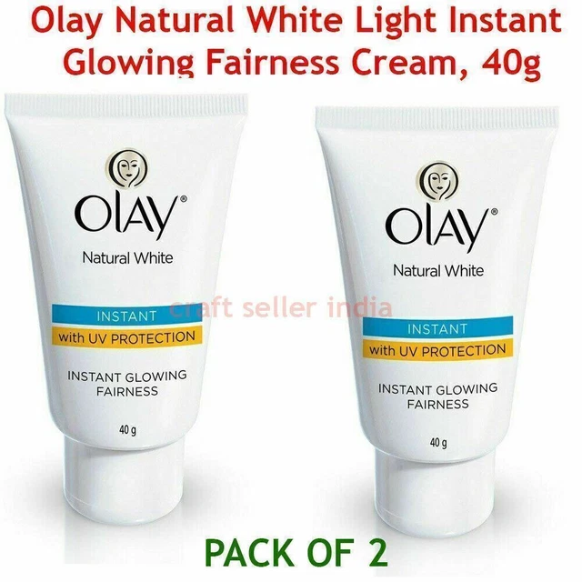 (2 x 40 g) Crema de equidad instantánea brillante blanca natural Olay con protección UV