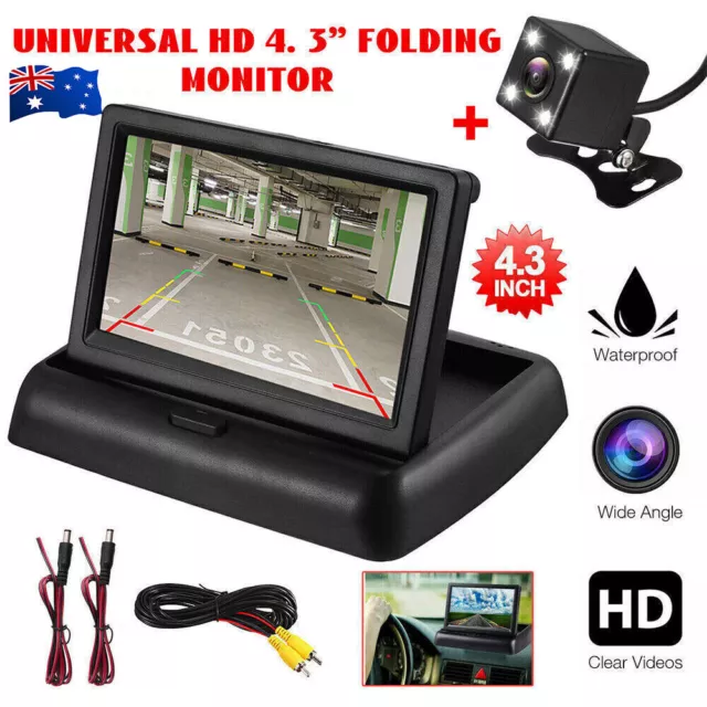 Car Rear View Reversing Camera Kit HD Monitor Parking Night Vision Van Bus Truck