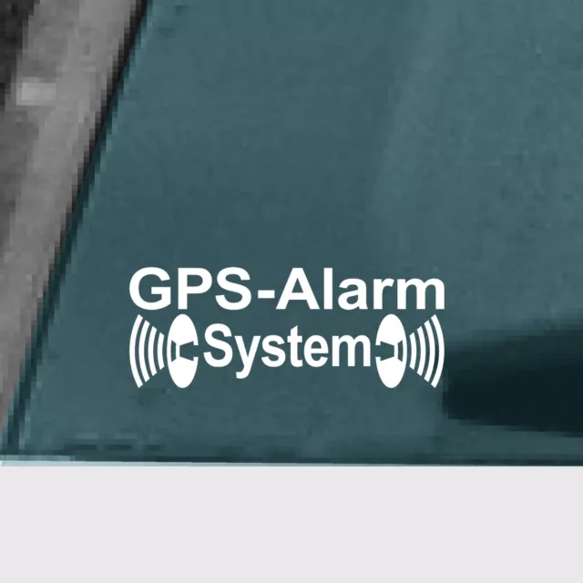 Aufkleber Tattoo GPS Alarm System weiß Auto Schaufenster Außen getönte Scheibe