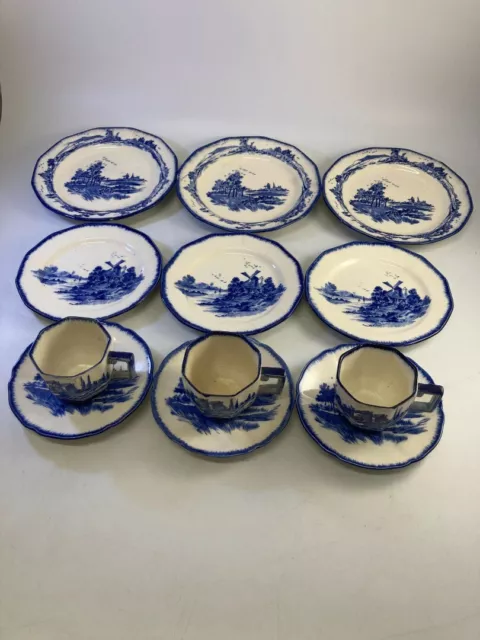 Royal Doulton - Vintage 12 Piece 'Deft' Norfolk Blue and White Afternoon Tea Set