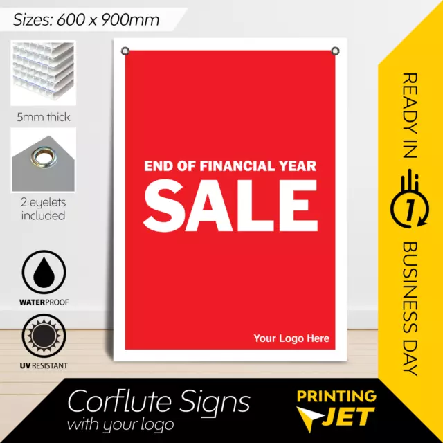 90cm x 60cm Corflute Sign with Printing (End of Financial Year Sale) [5mm Thick]