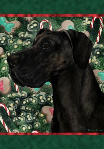 Christmas Holiday Garden Flag - Uncropped Black Great Dane 140601