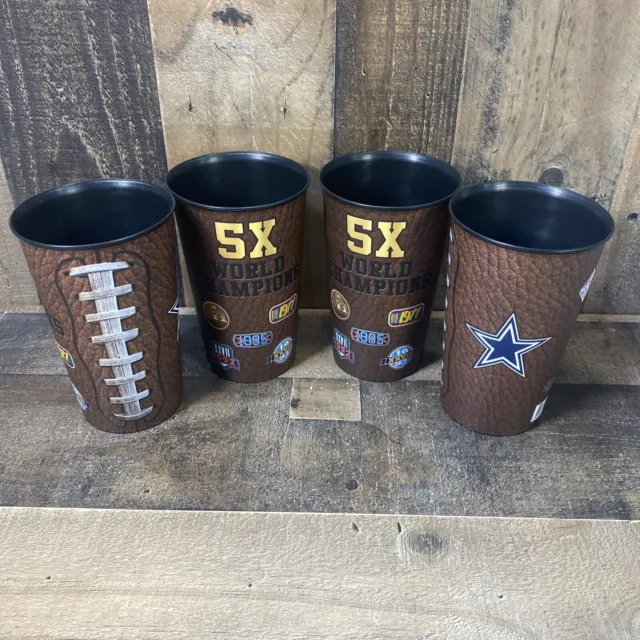 Lot of 4 Dallas Cowboys 5X WORLD CHAMPIONS Stadium Collectible Cup Tumbler