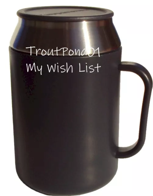 Tupperware Desk Mug Insulated Metal Steel Coffee Cup w/ Handle and Lid Black 3