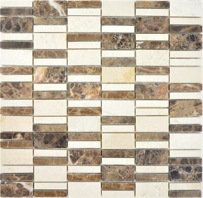 Piedra natural mosaico mármol beige marrón palillos espejo azulejo 88-1201_b | 1 alfombra