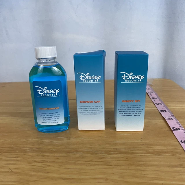 Enjuague Bucal De Hotel Disney Resorts Nuevo Kit De Tocador De 1,7 Oz Gorro De Ducha