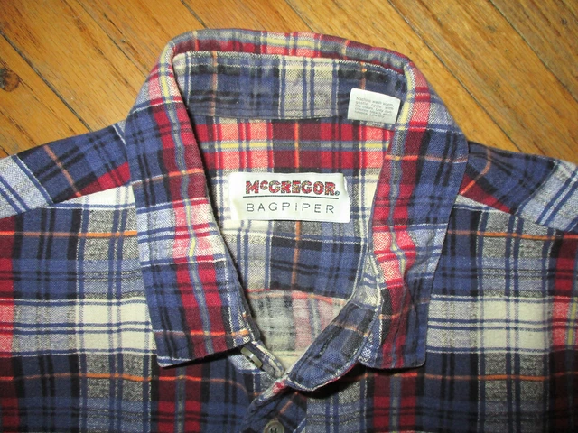 VINTAGE MCGREGOR BAGPIPER Camicia di Flanella Rosso Bianco Blu