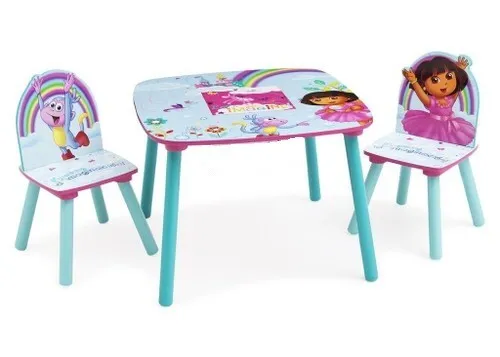 Nickelodeon's Dora the Explorer Kids 3 Piece Square Table and Chair Set Delta