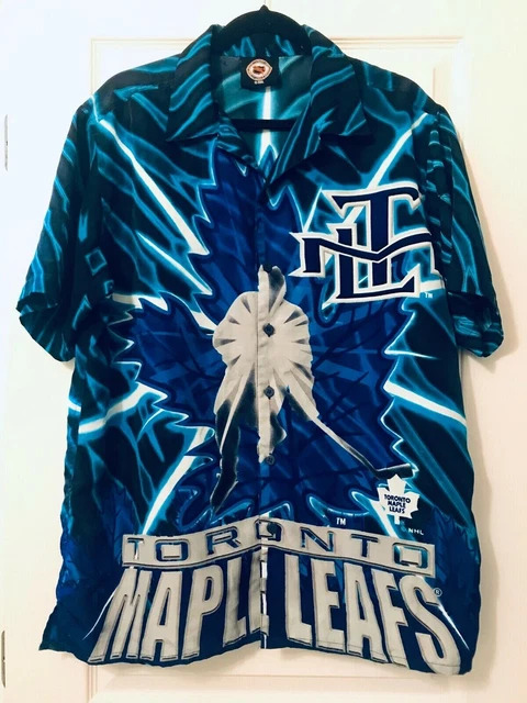Men’s NHL Hockey Toronto Maple Leafs Hawaiian Camp Button Down Shirt Medium