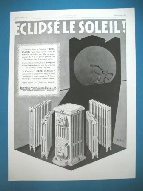 Publicite De Presse Ideal Classic Radiateurs Eclipse Illustration Arlex Ad 1928