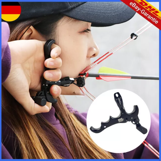 Compoundbogen Release Aids 4 Finger 360° Drehen Metall D-Loop Bogenschießen Jagd