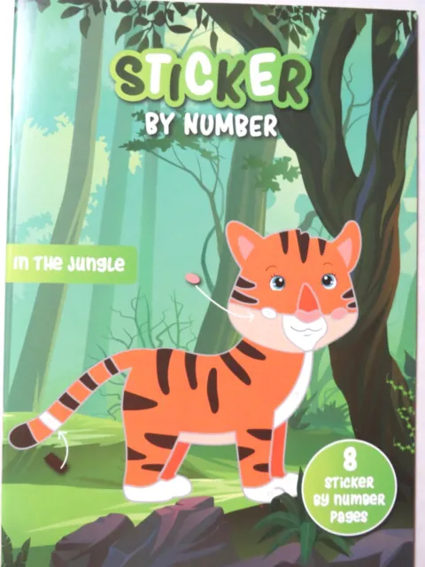 Kinder Buch mit 8 Bilder zum Bekleben Sticker nach Nummer Bogen viele TIERE