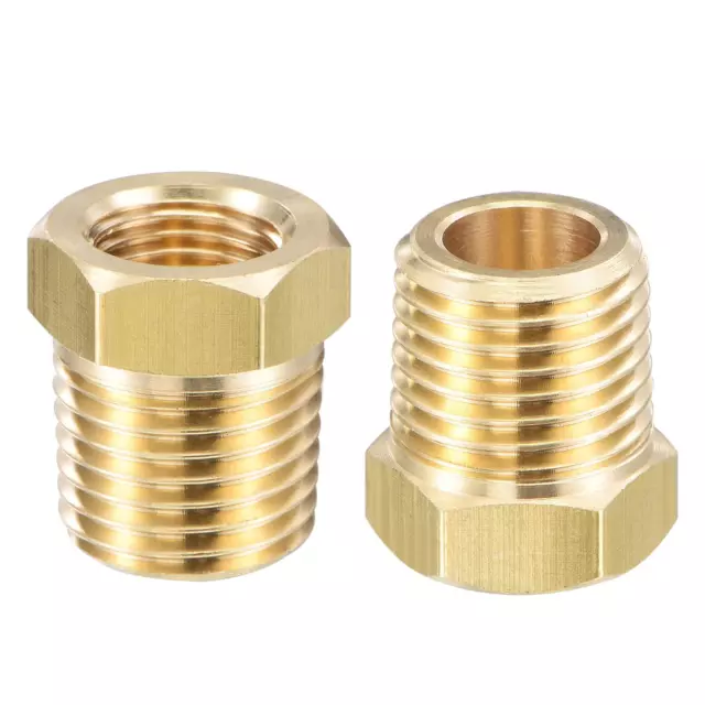 Brass Pipe Fitting Reducer Adapter 1/4" BSPT Male x 1/8" NPT Female, 2pcs