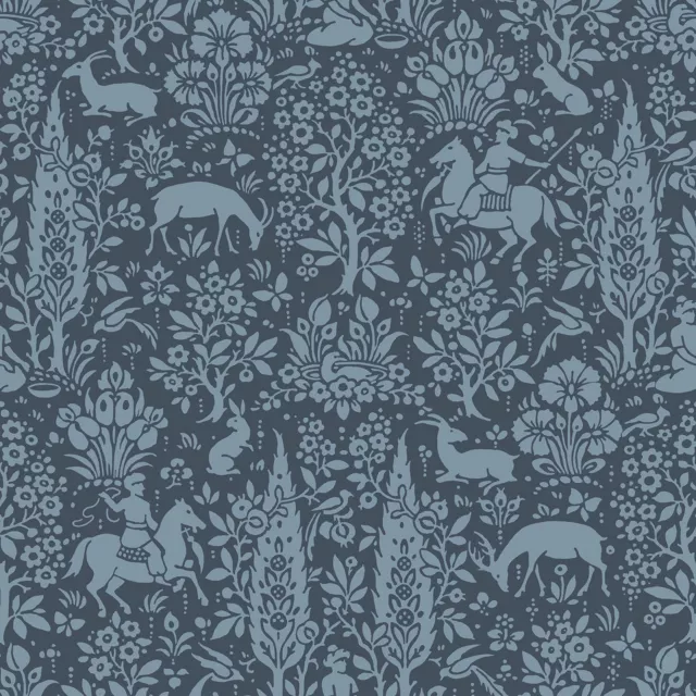 Archives Woodland Wallpaper Dark Blue - Crown M1169 Floral Flowers