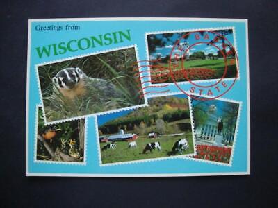 Railfans2 280) Postcard, Wisconsin, Badger, Lighthouse, Robin, The State Capitol