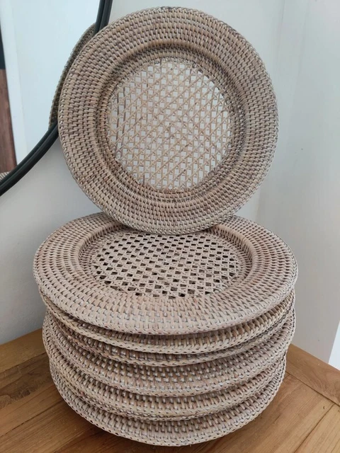 Lot De 6 Dessous D'assiettes Cannage Rotin – Naturel – Bon état