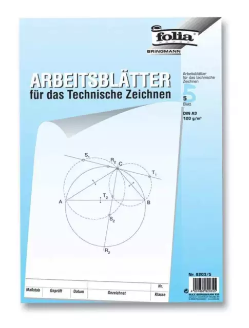 folia Arbeitsblätter für technisches Zeichnen, A3, 5 Blatt