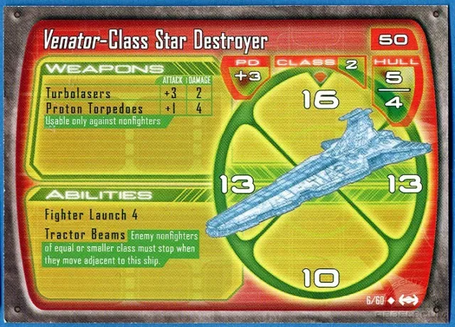 STAR WARS MINIATURES Starship Battles VENATOR-CLASS STAR DESTROYER #6 ...