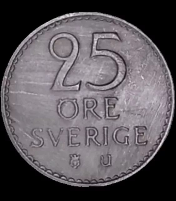 1973 Sweden 25 Ore Coin (See Pics For Grade) Sverige. 3