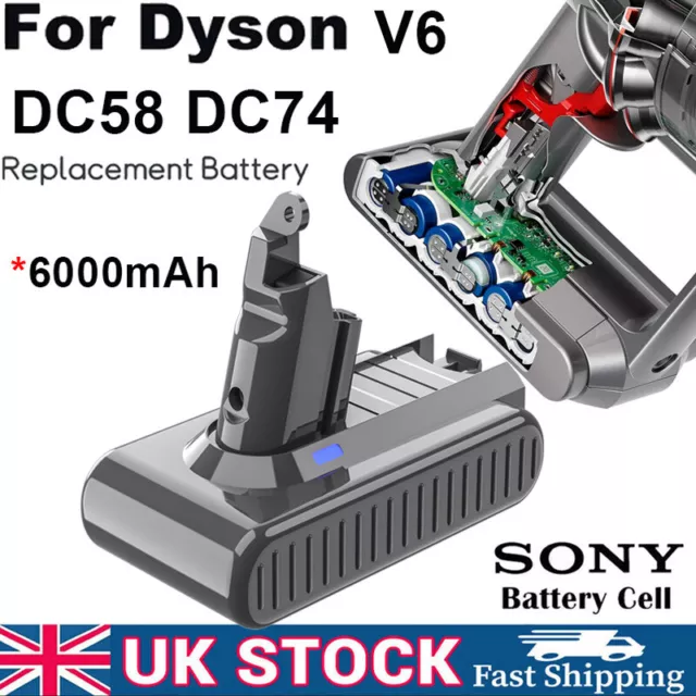 for Dyson V6 6000mAh Battery Animal SV03 DC58 DC59 DC61 DC62 Absolute Fluffy UK