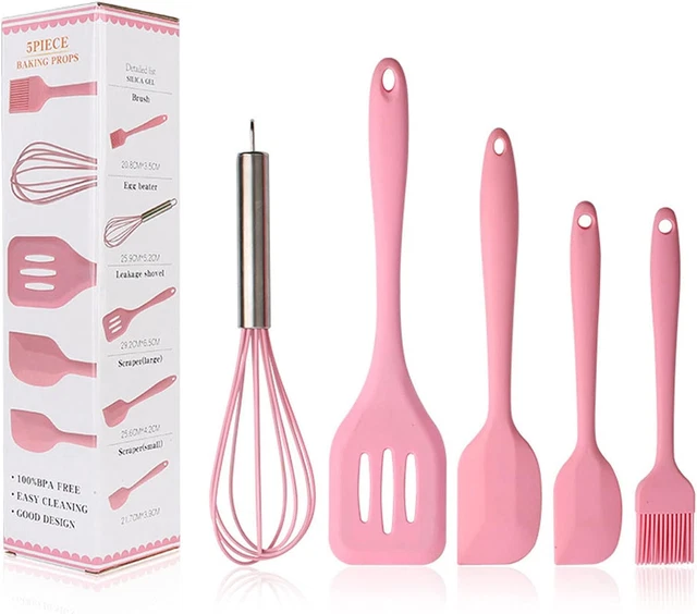 Set Di Utensili Da Cucina Da Cucina in Silicone Rosa Spatola - Spatole Pennelli
