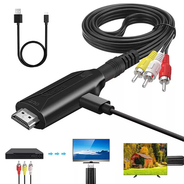 3 RCA To HDMI Male 1080P Video Audio AV Component Converter Adapter Cable HDTV #