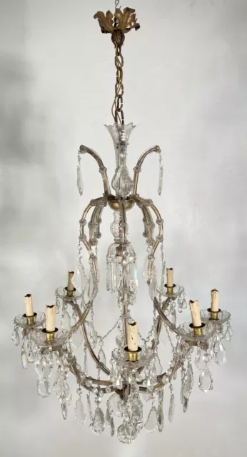 Grande Lampadario Liberty Maria Teresa Vetro Murano Primi 1900 Gocce Glass Lamp