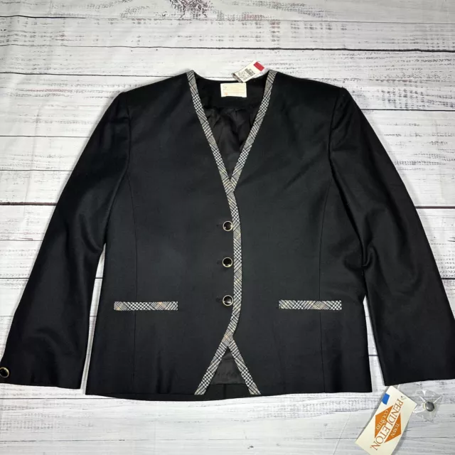 Women's Pendleton Black Virgin Wool Blazer Jacket Lined Button front Sz 16 NWT