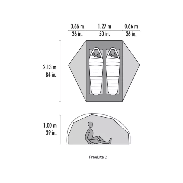 MSR FreeLite 2 Tent 2 Person Ultralight Backpacking Tent Green V3 3