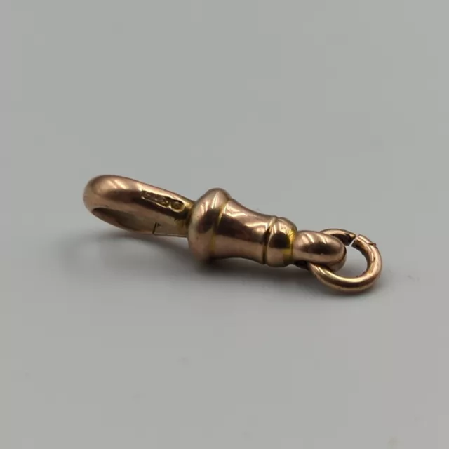 Victorian 9ct Rose Gold Dog Clip Clasp For Albert Pocket Watch Chain 1.7g