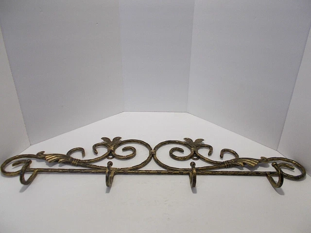 Fleur De Lis Coat Rack Key Hooks Cast Iron Wall Mounted Towel Hanger Gold Black