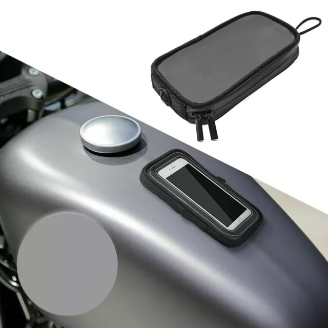 Magnetic Motorcycle Fuel Tank Pouch GPS Cell Phone Storage Bag Black Waterproof