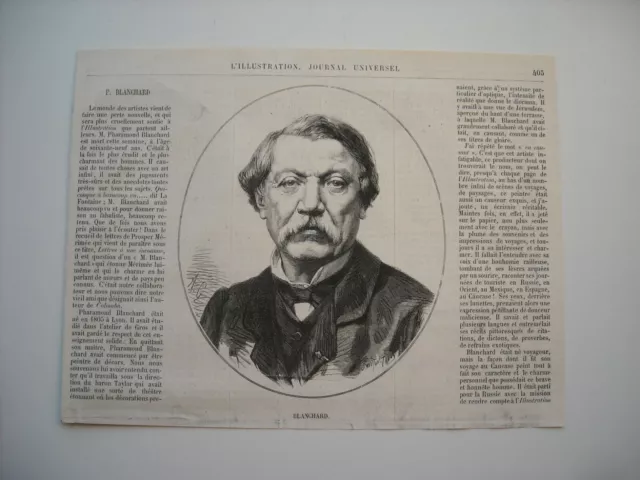 Gravure 1873. M. Pharamond Blanchard, Peintre, Illustrateur, Ecrivain Francais.