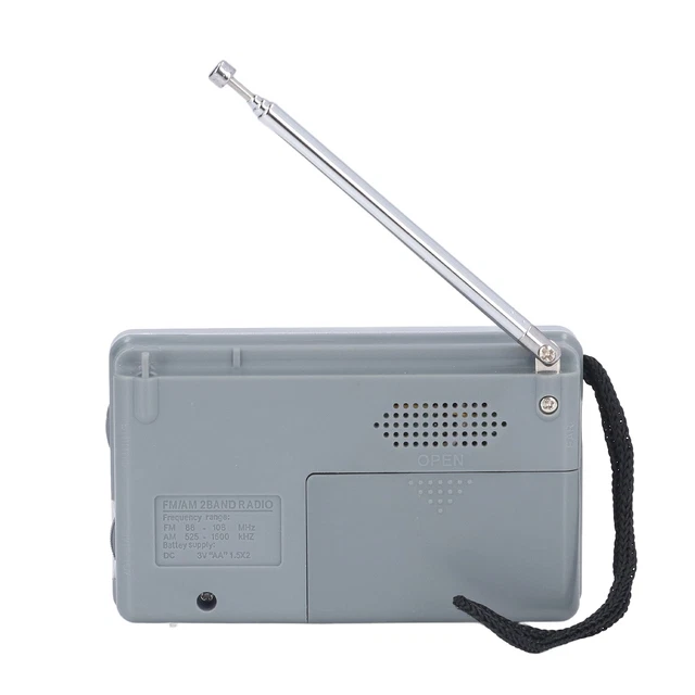 (BC-R2033)AM FM Radio AM FM Radio Receiver Plastic Silver Gray Exterior For