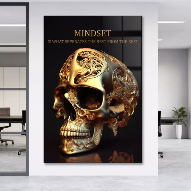 Wandbild Golden Totenkopf Luxus Motivation , Kunst Acrylglas , Leinwand , Poster