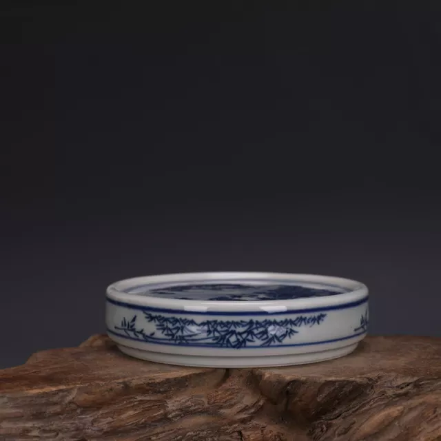 4" China antique Republic of China Landscape Blue and White Teapot lid bowl