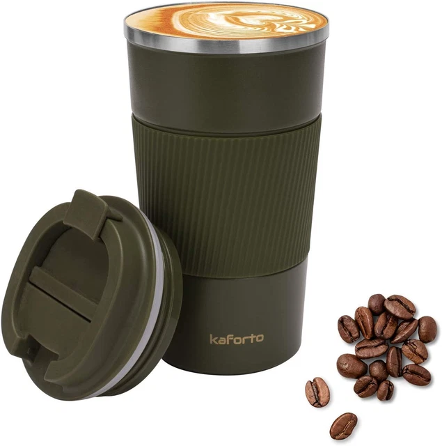 16oz Insulated Coffee Travel Mug Stainless Steel Vacuum Cup Kaforto Leakproof