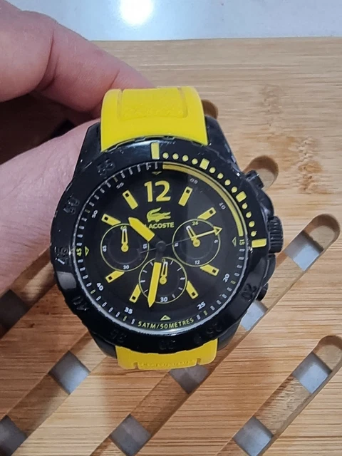 LACOSTE CHRONOGRAPH MEN S Wrist Watch 10 ATM Black yellow 28.55 PicClick UK