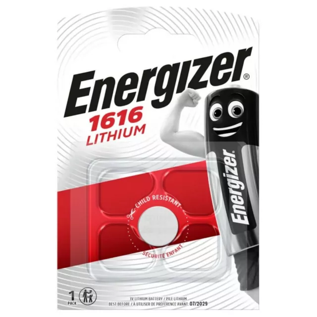 2 x Energizer 1616 CR1616 3V Lithium Battery Coin Cell Dl1616 Watch Batteries 2