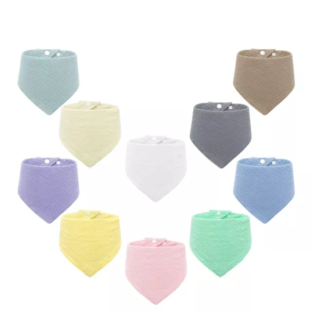 Toddler BABY 100% COTTON BANDANA DRIBBLE BIBS 10 PACK Boys Girls UK stock