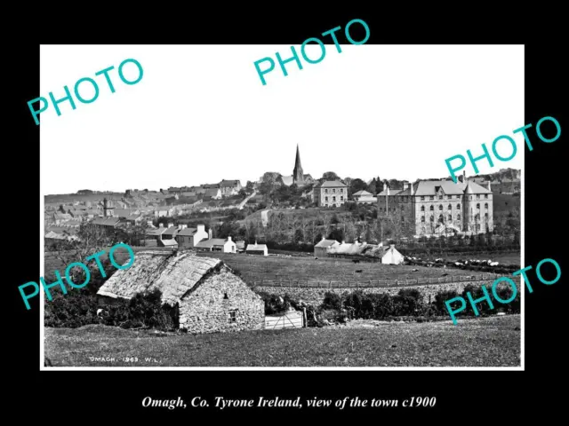 OLD LARGE HISTORIC PHOTO OMAGH TYRONE IRELAND VIEW OF THE TOWN c1900