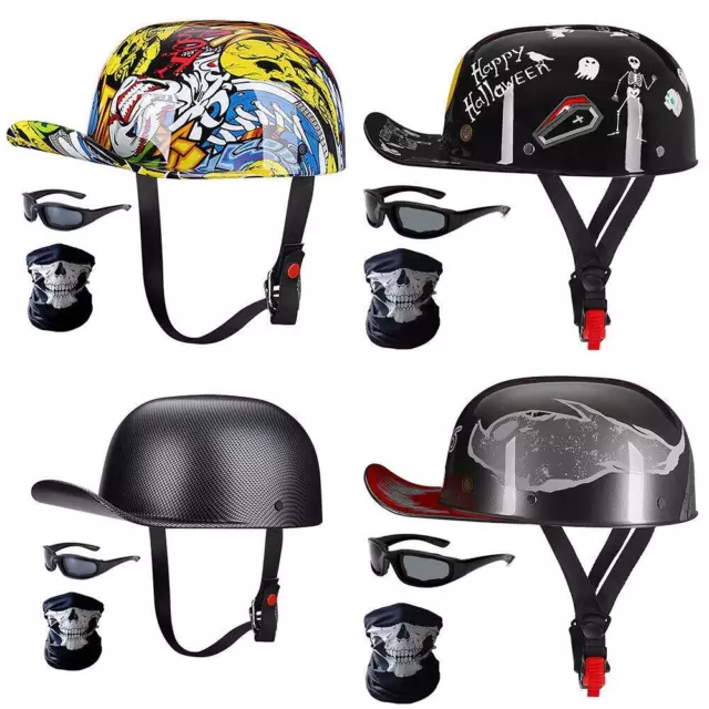 DOT Retro Baseball Cap Motorcycle Half Helmet Open Face Scooter Moped Jet Helmet