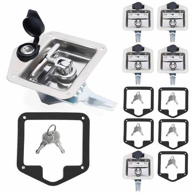 SET OF 6 Folding Thandle Tool Box Lock RV Door Latch 12 Keys Stainless