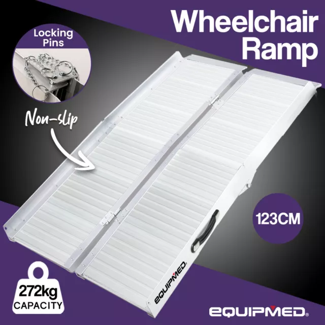 EQUIPMED 123cm Portable Folding Aluminium Access Ramp Wheelchair Elderly Scooter